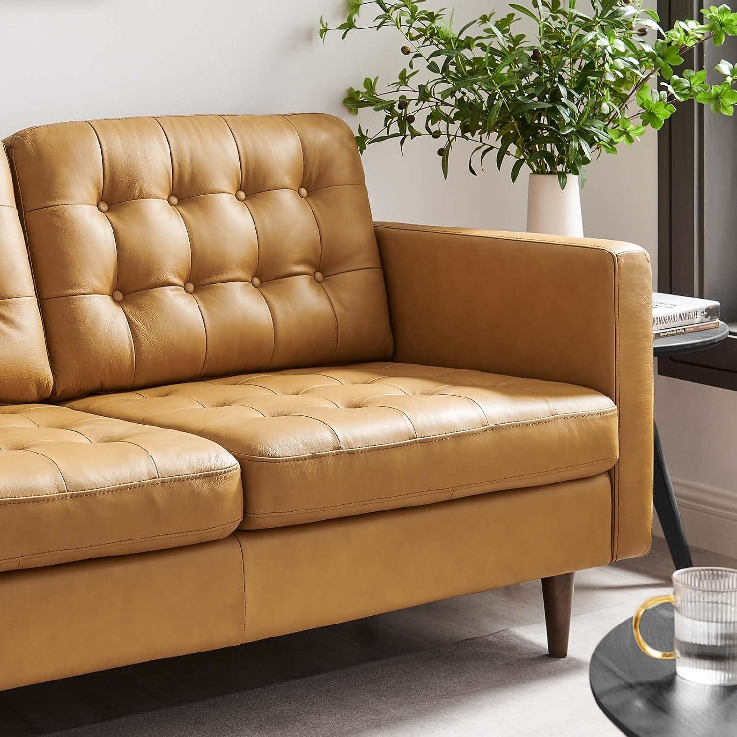 Modway Exalt Tufted Leather Loveseat