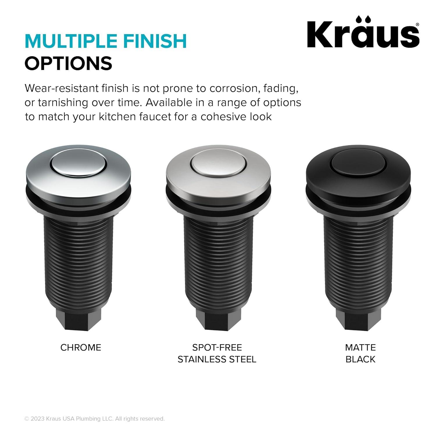 Kraus KRAUS Garbage Disposal Air Switch Kit with Push Button, AC Adapter, Power Cord, and Air Tube Included