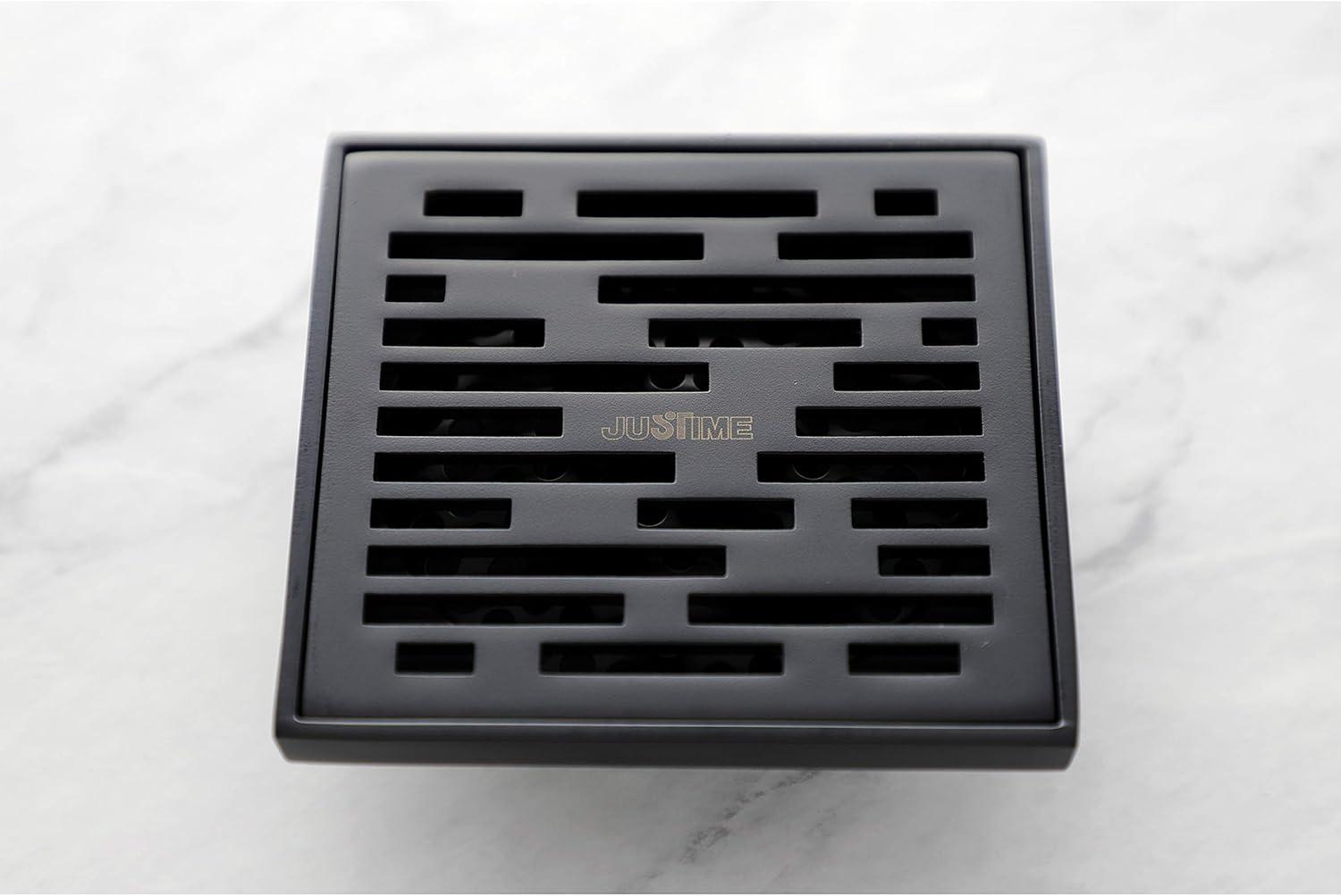 Kingston Brass Watercourse 4-Inch Square Grid Shower Drain with Hair Catcher