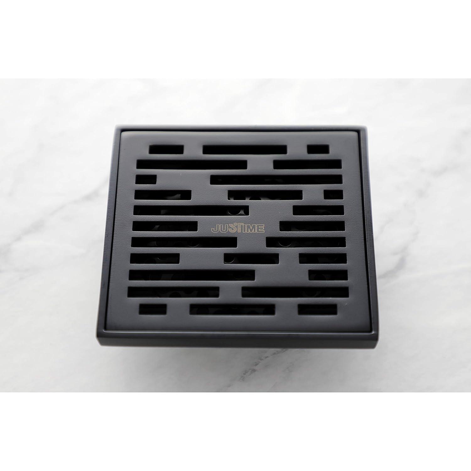 Kingston Brass Watercourse 4-Inch Square Grid Shower Drain with Hair Catcher