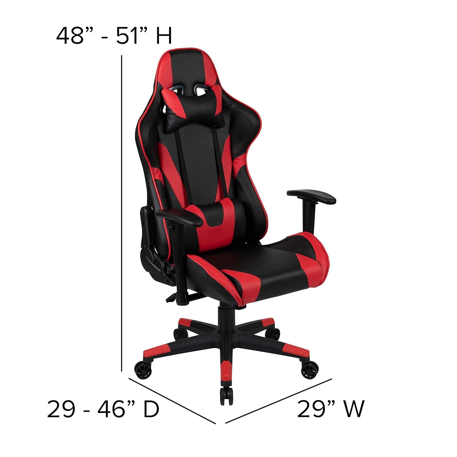 Flash Furniture X20 Gaming Chair Racing Office Ergonomic Computer PC Adjustable Swivel Chair with Fully Reclining Back in Red LeatherSoft