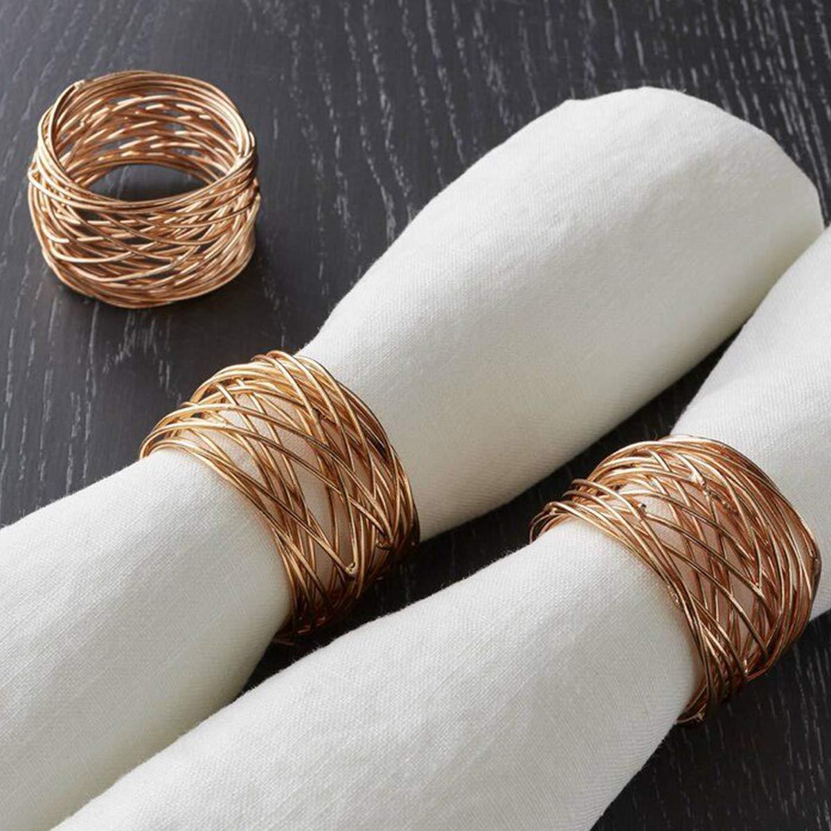 12PCS – Napkin Rings, Gold Napkin Rings Set of 12, Holiday Napkin Holders for Dining, Anniversary, Birthday, Christmas, Easter, Fall, Halloween, Thanksgiving, Party of Table Setting