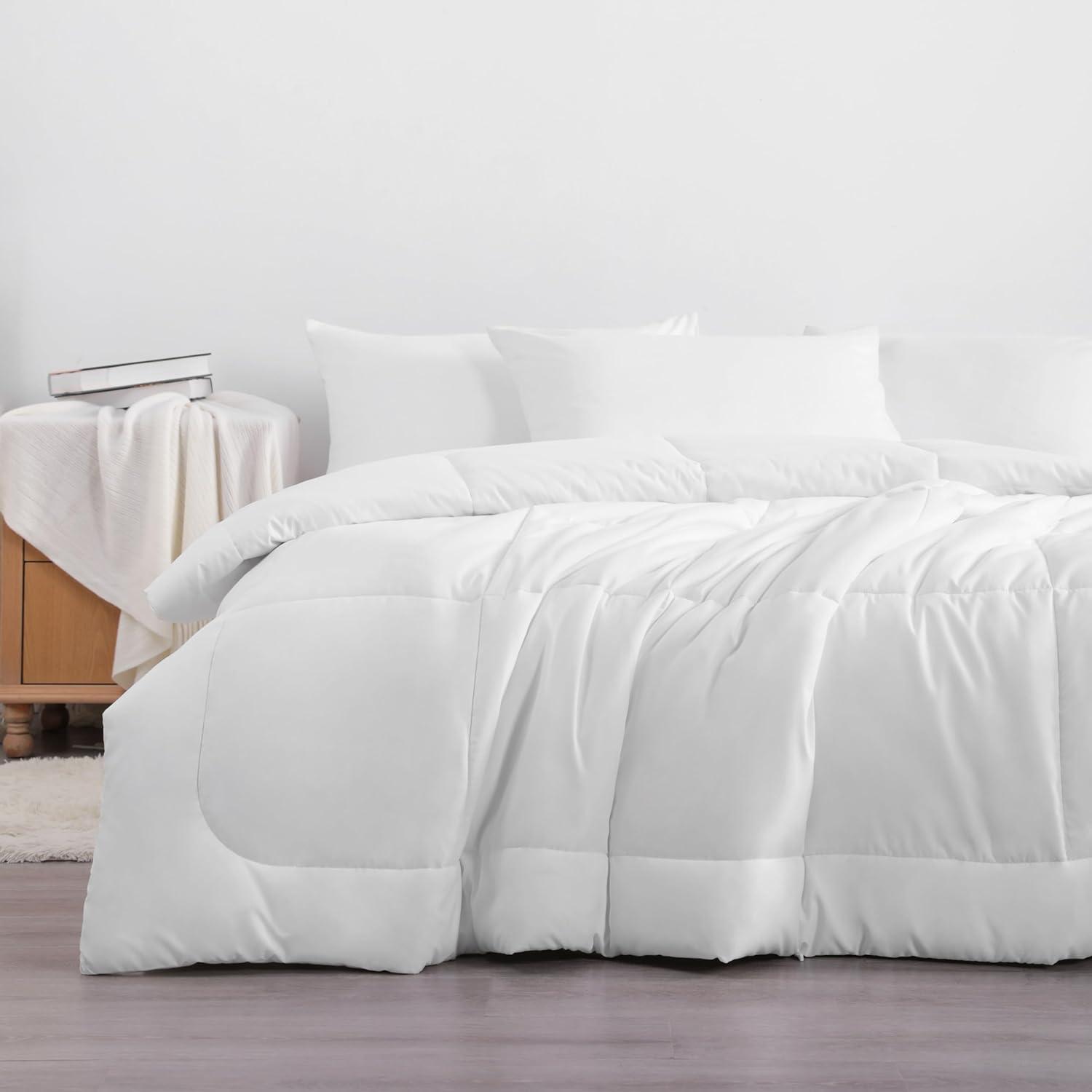 All Season Goose Down Alternative Twin Duvet Comforter Insert, 68x90 Inches, White - NTBAY