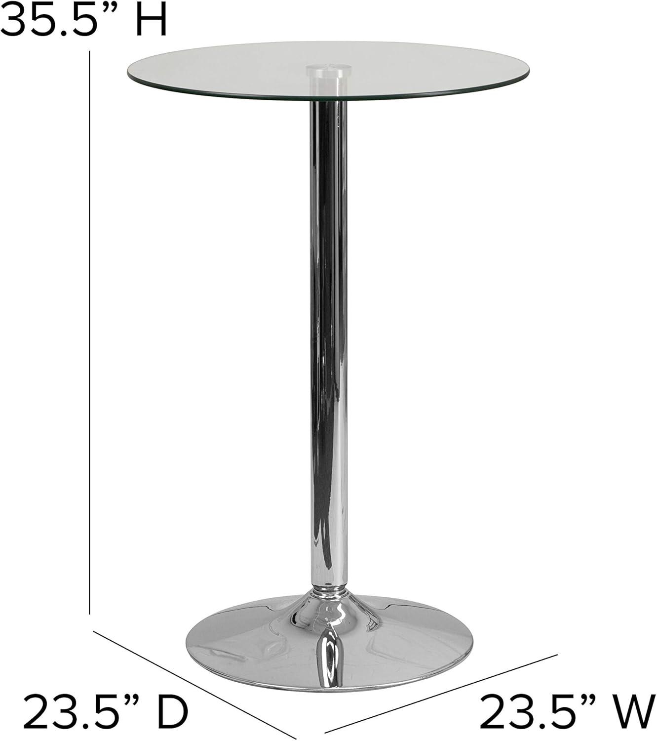 Flash Furniture 23.5'' Round Glass Table with 35.5''H Chrome Base