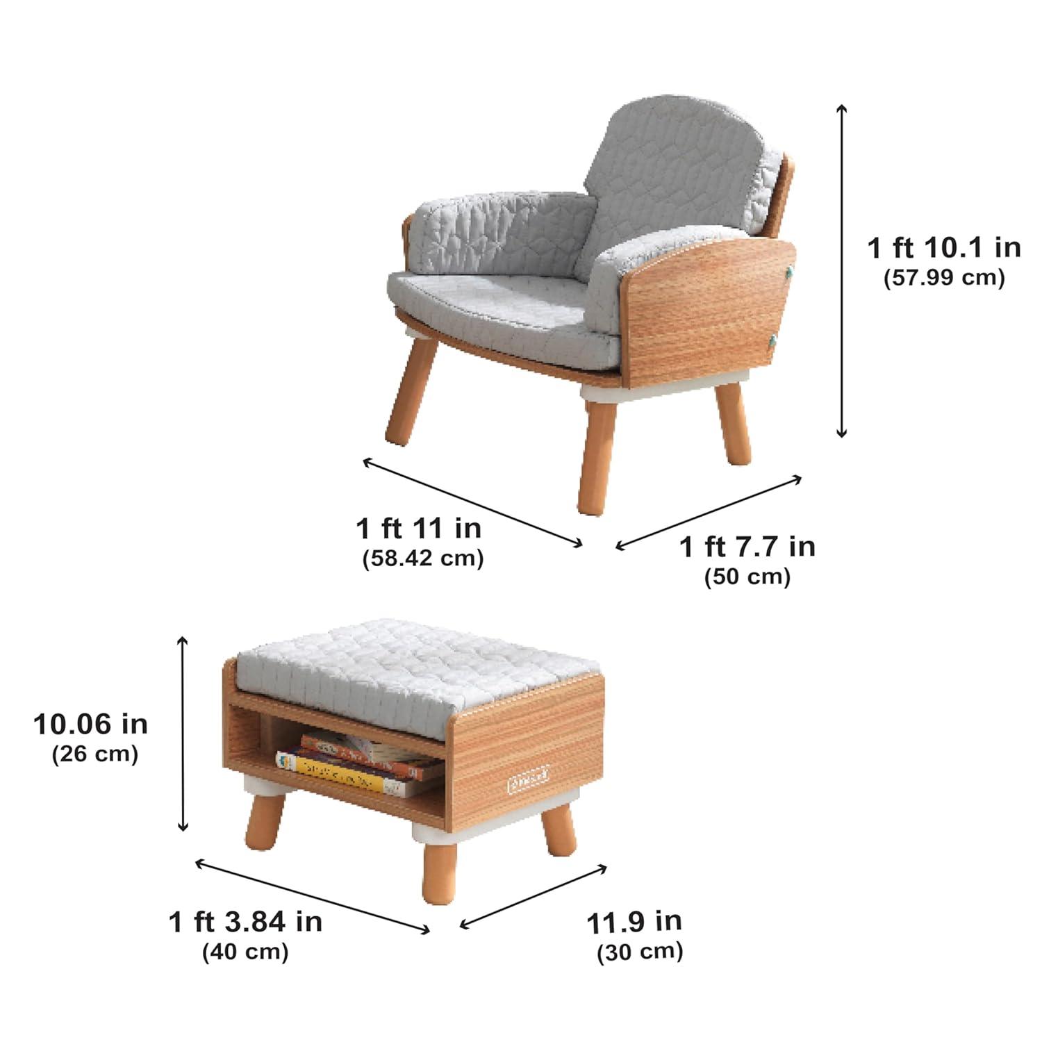 Kids 8.34'' Wood Club Chair Chair and Ottoman