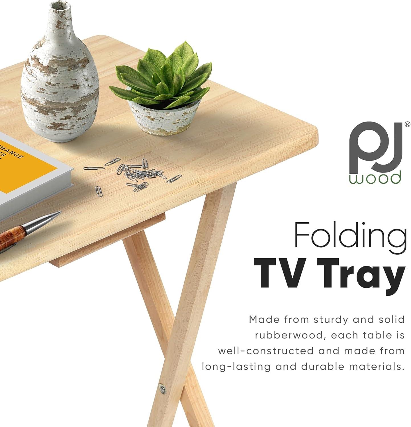 PJ Wood 19.09'' Solid Wood Rectangular Portable Folding Table (Set of 2)