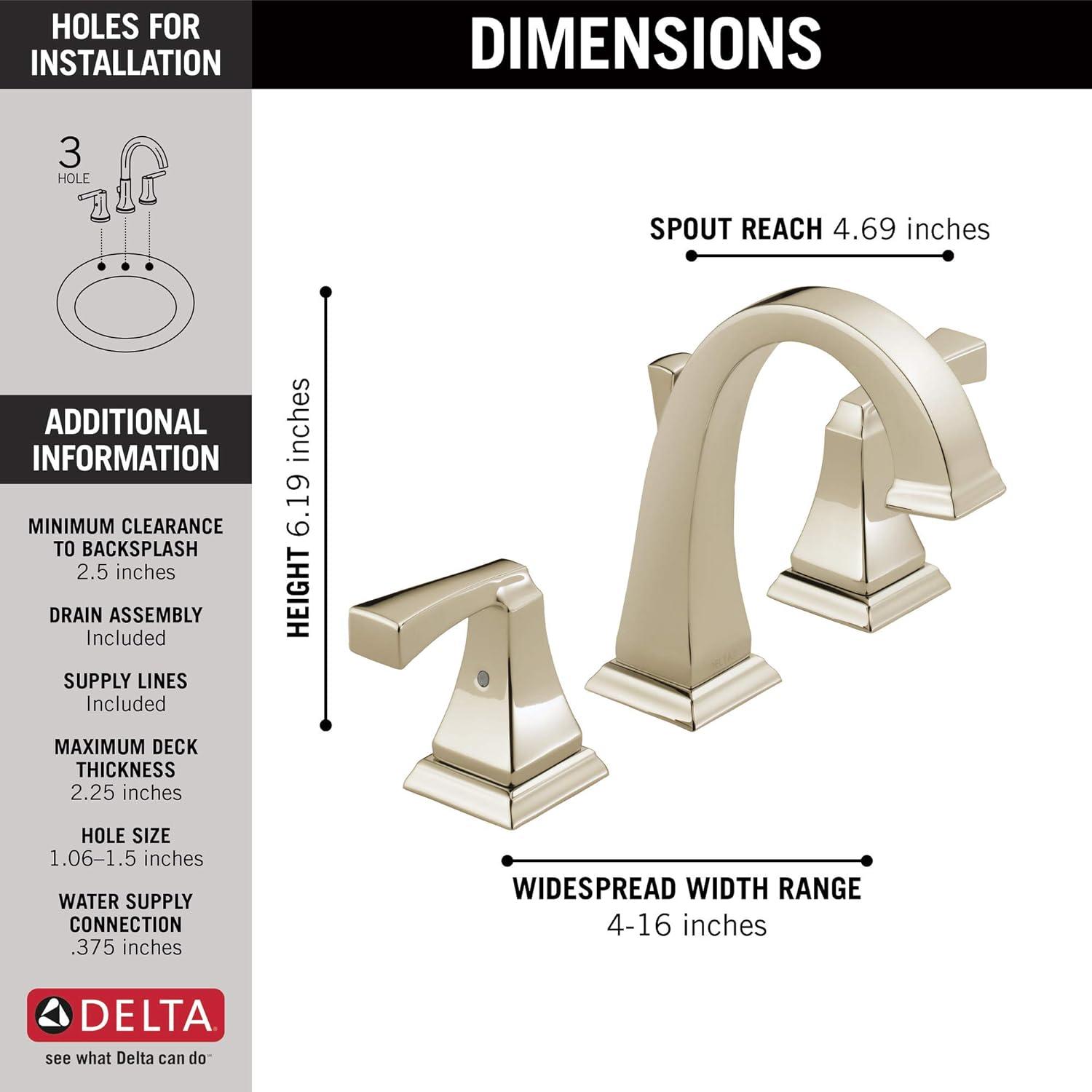 Dryden Widespread Bathroom Faucet 3 Hole, 2-handle Bathroom Sink Faucet with Drain Assembly