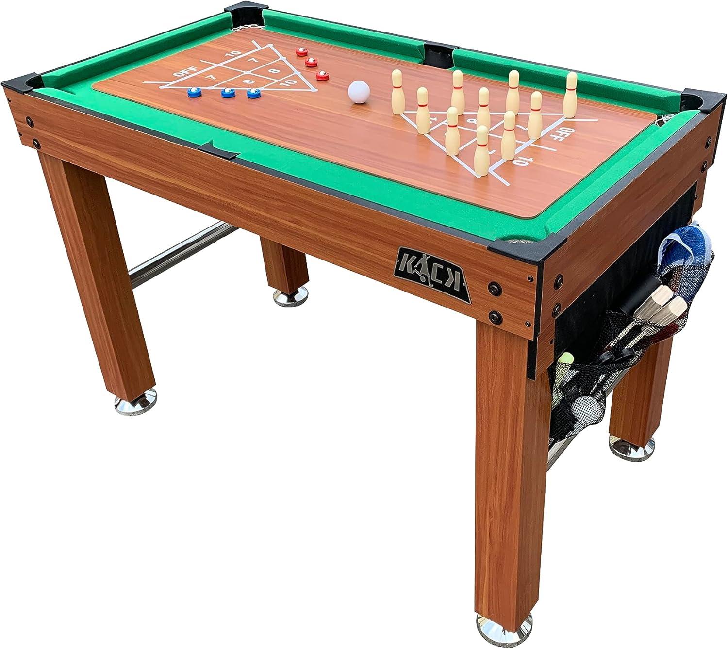 KICK Defender 48″ 10-in-1 Multi-Game Table (Black) - Combo Game Table Set - Foosball, Billiards, Glide Hockey, Ice Hockey, Table Tennis, Chess, Backgammon, Draughts, Bowling, Shuffleboard for Family