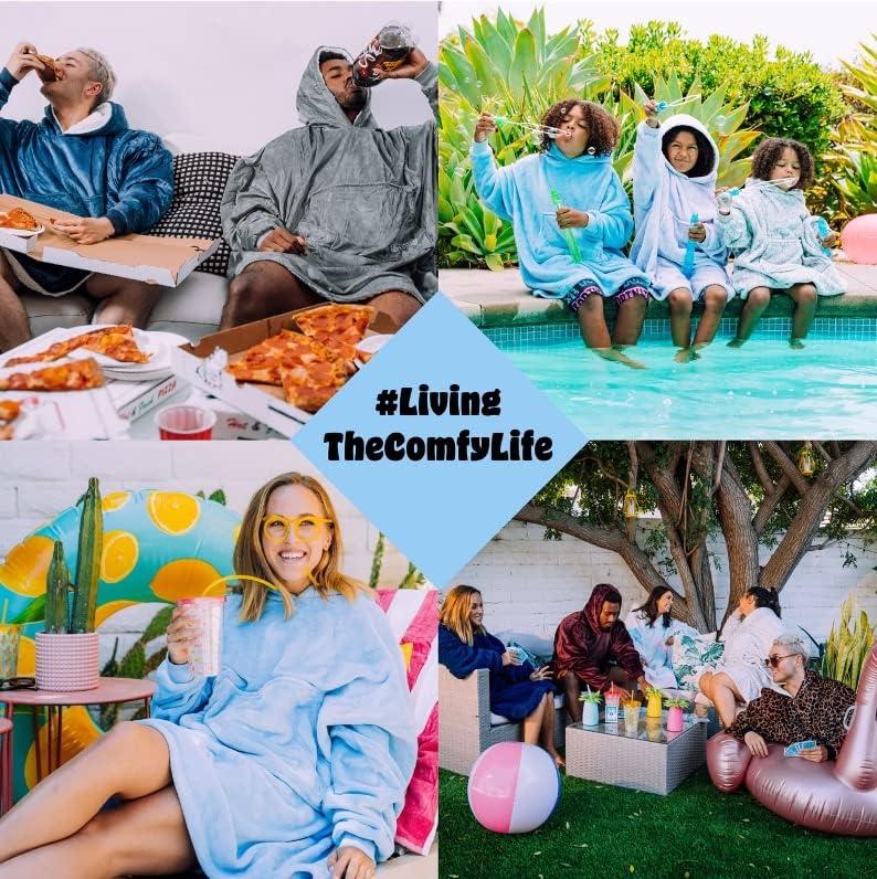 THE COMFY Original Oversized Microfiber & Sherpa Wearable Blanket, Seen On Shark Tank, One Size Fits All, Unisex, Gray