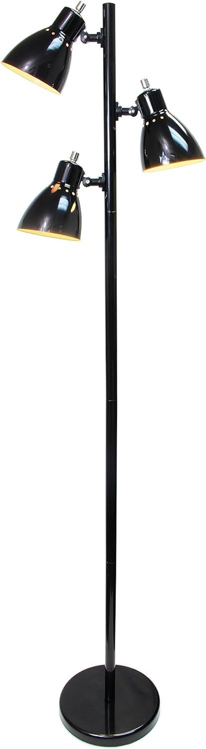 Modern Adjustable Triple-Light Floor Lamp in Black Metal