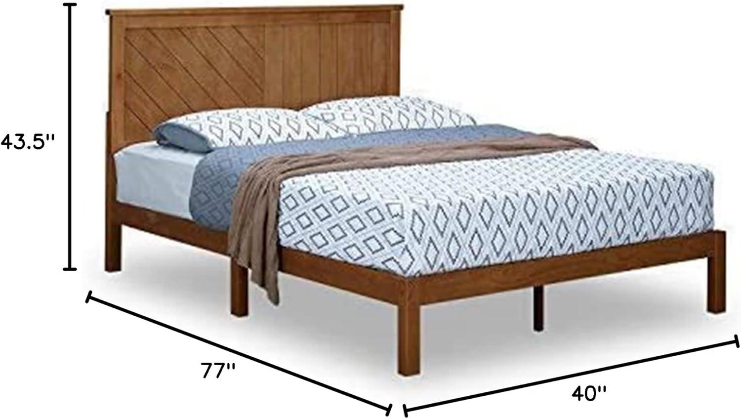 MUSEHOMEINC Solid Wood Platform Bed with Headboard for Bedroom,Wood Slat Support & No Box Spring Needed, Unique Style Design,Queen