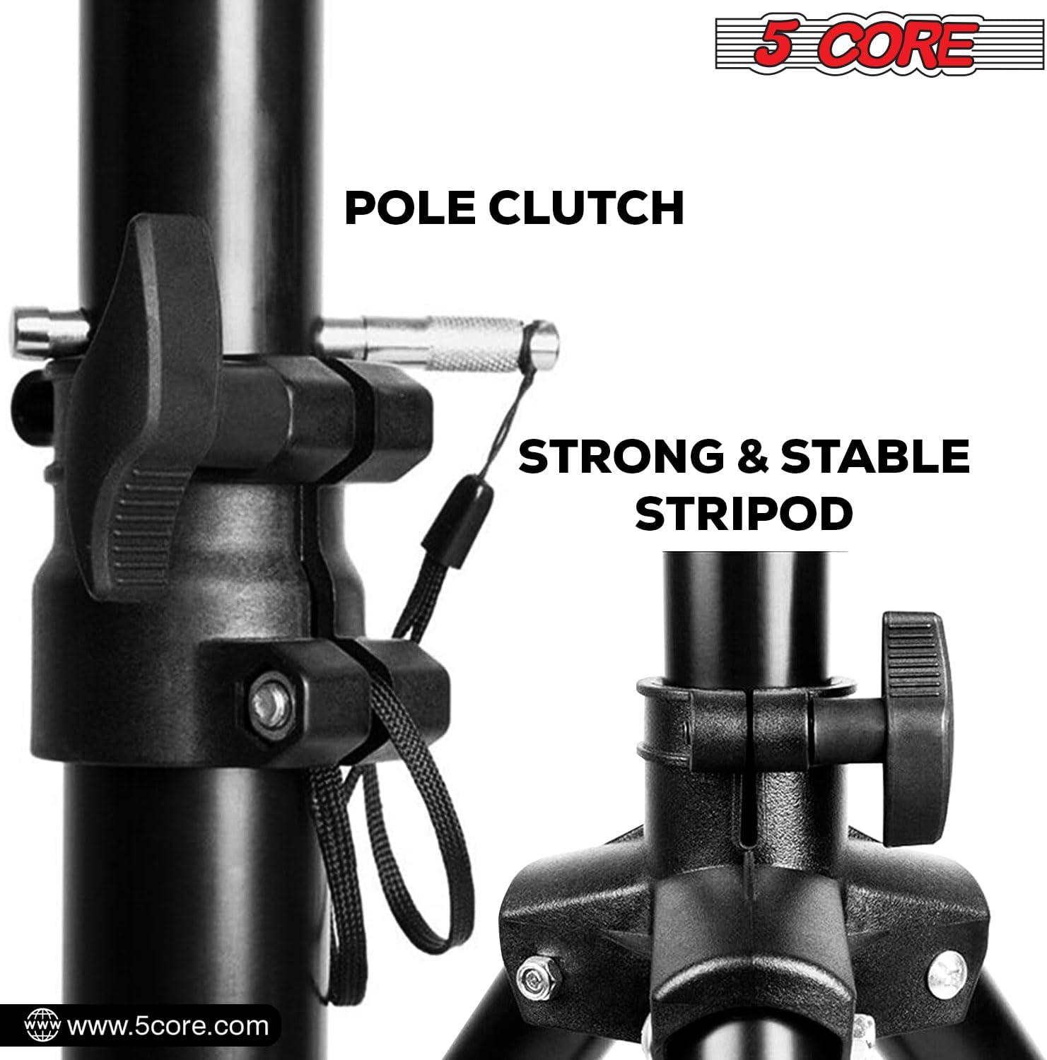 Inbox Zero 5 Core Speaker Stand Tripod Heavy Duty Adjustable Up to 72 Inch DJ Studio Monitor Stands Pole Mount