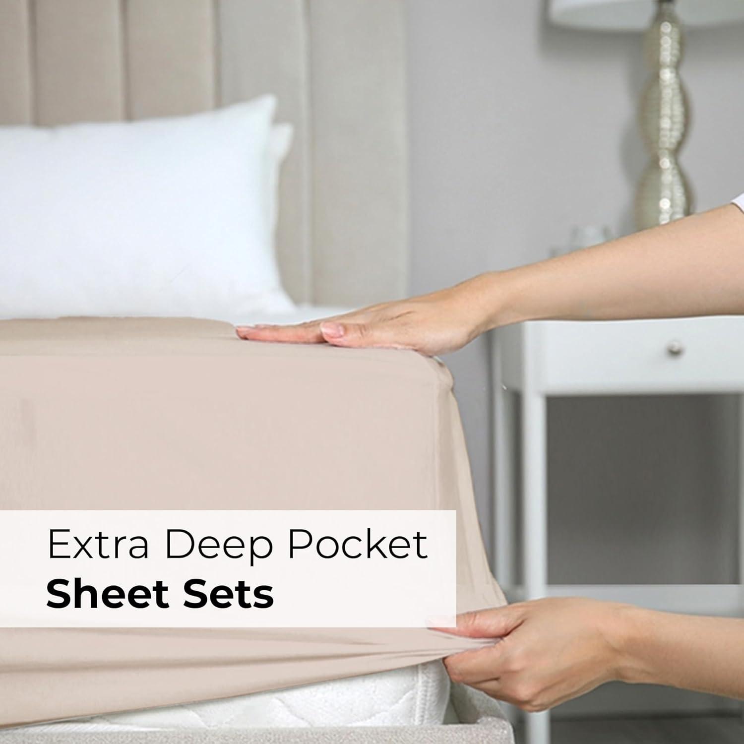 CGK Linens Extra Deep Pocket luxury Sheet Set - Solid Ultra Soft & Cooling Sheet Sets