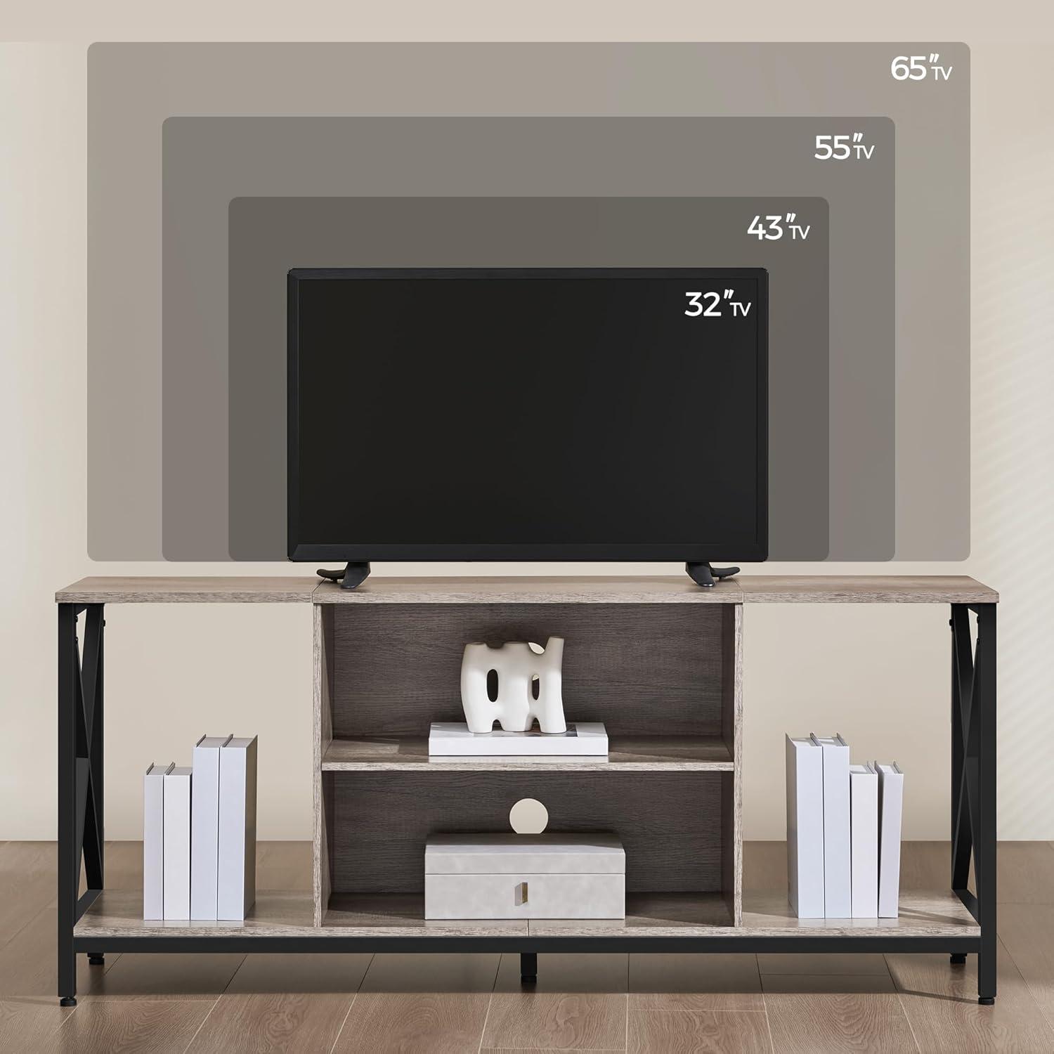 Yaheetech TV Stand for TVs up to 65 Inch with Storage Compartments,Gray