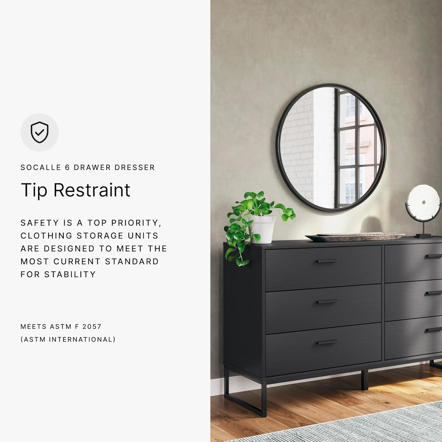 Signature Design by Ashley Socalle 6 Drawer Dresser, Black
