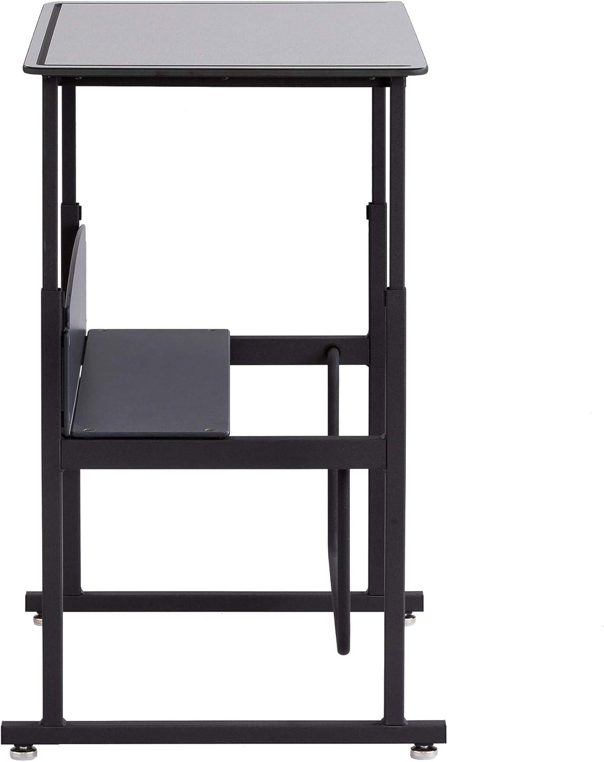 Adjustable Black Steel Standing Desk with Shelf