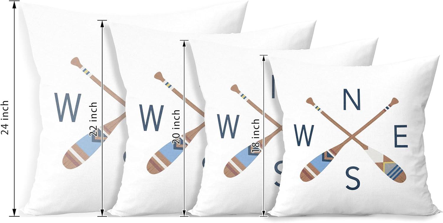Lake House Decor Lake Pillows Case 20 x 20 Inch Set of 4, Lake Paddle Decor, Lake House Rules Decor, Lake House Decor, Lake House Room Decor Pillows Cover for Sofa Couch Bed (White).