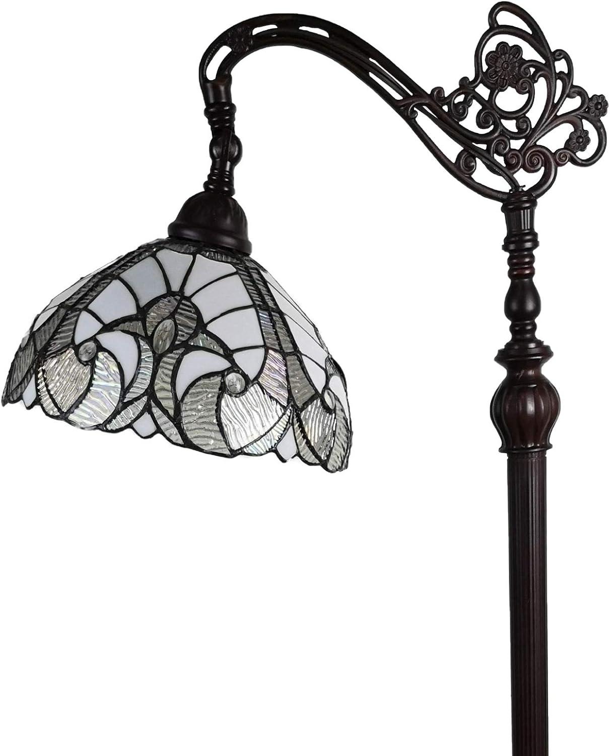 Amora Lighting Tiffany Style White Reading Floor Lamp 62" High
