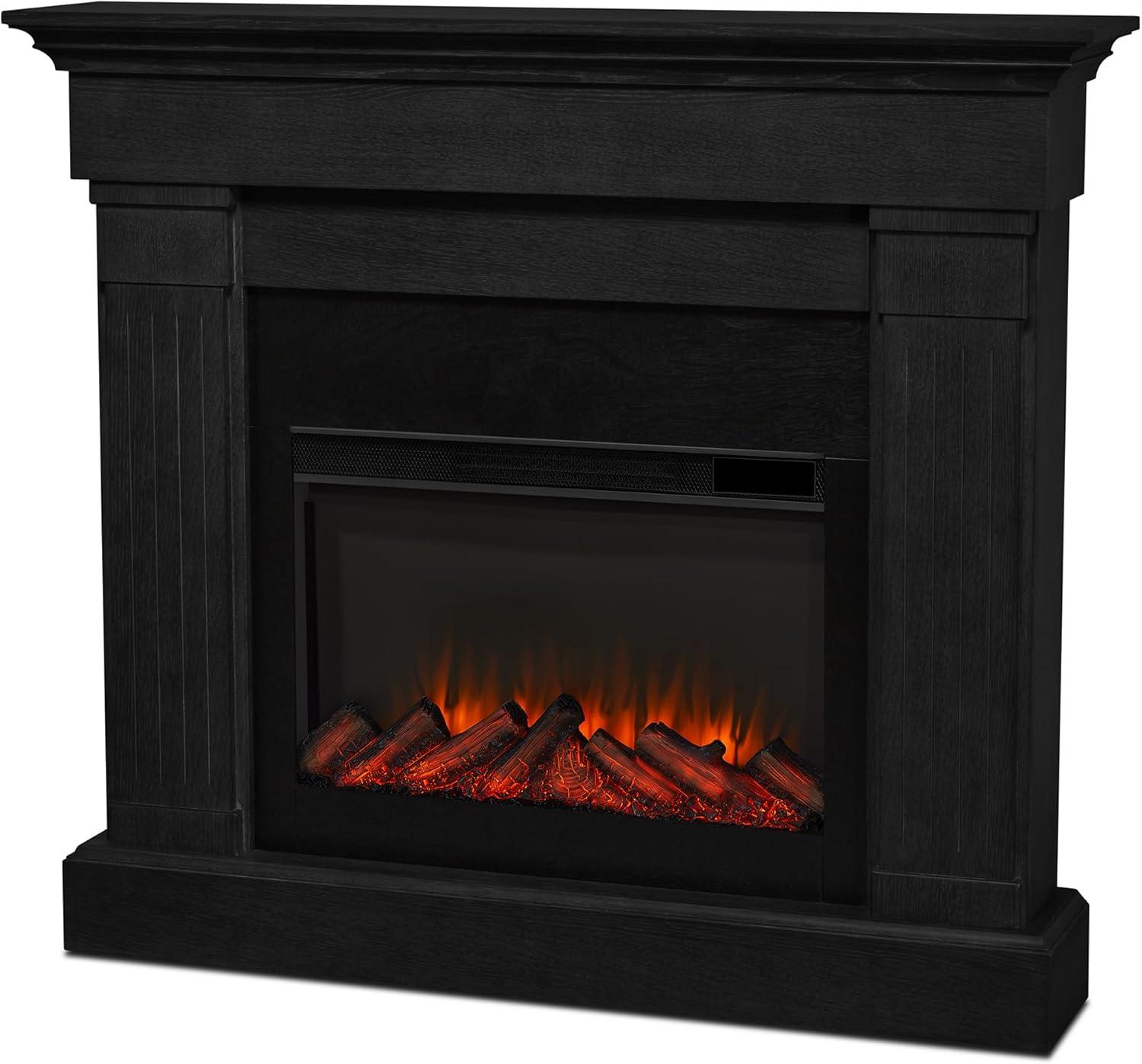 Crawford 48" Slim Electric Fireplace in Black by Real Flame