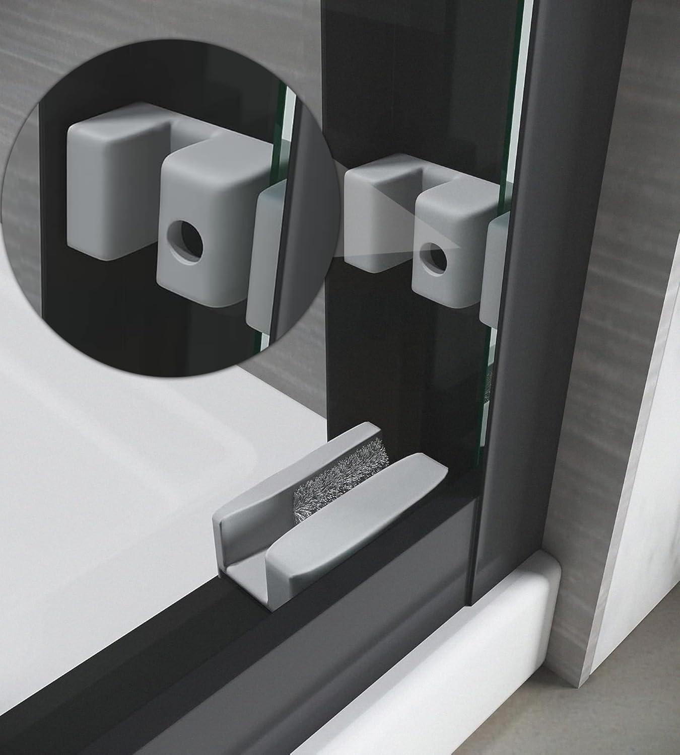 LOONGFIELD Sliding Shower Glass Door 56-60 In. W X 72 In. H, Adjustable Semi Frameless Shower Door, Certified Thick Clear Clear Tempered Glass, 304 Stainless Steel Handles ASTARQ-W2269P144324