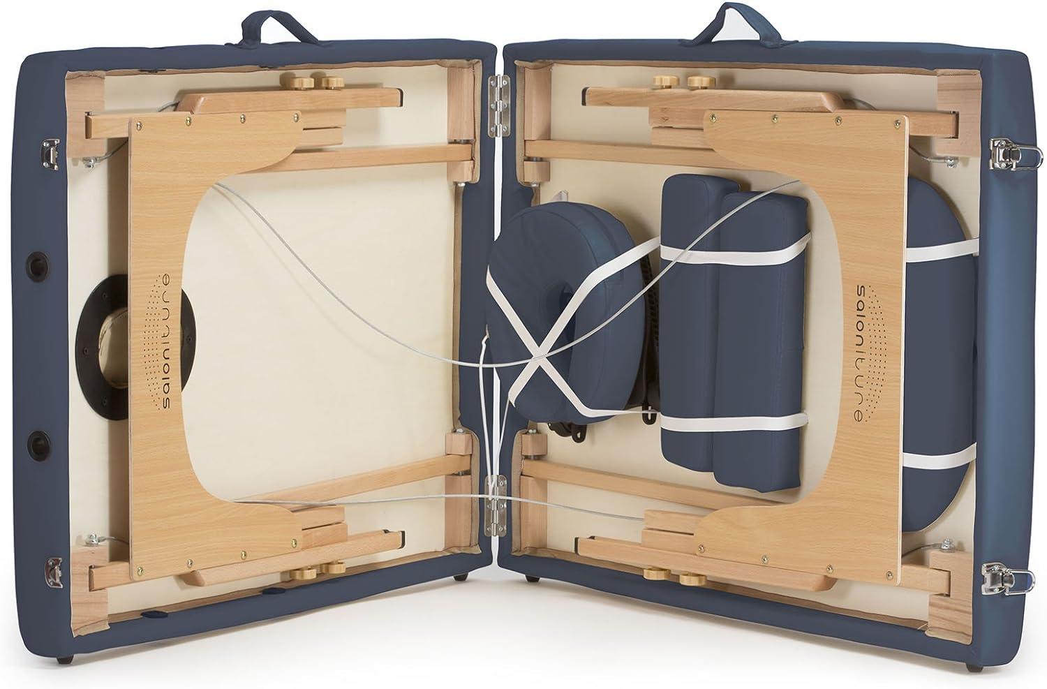 Saloniture Portable Professional Folding Massage Table with Carrying Case - Blue