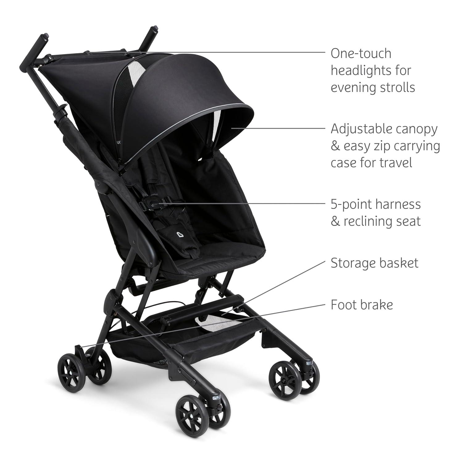 Munchkin Night Owl™ Folding Ultra Compact Travel Baby & Toddler Stroller with Lights, Black, Unisex