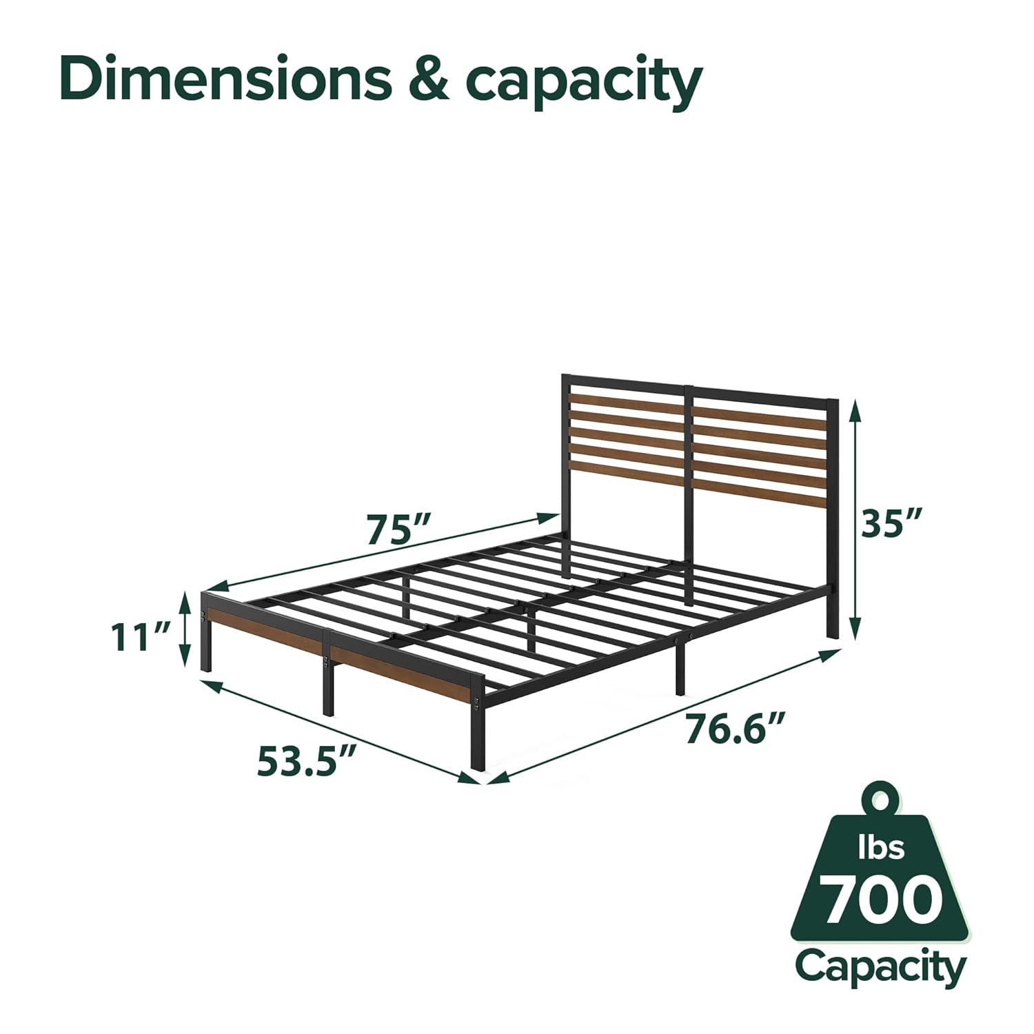 Zinus 35" Kai Bamboo and Metal Platform Bed Frame, Full