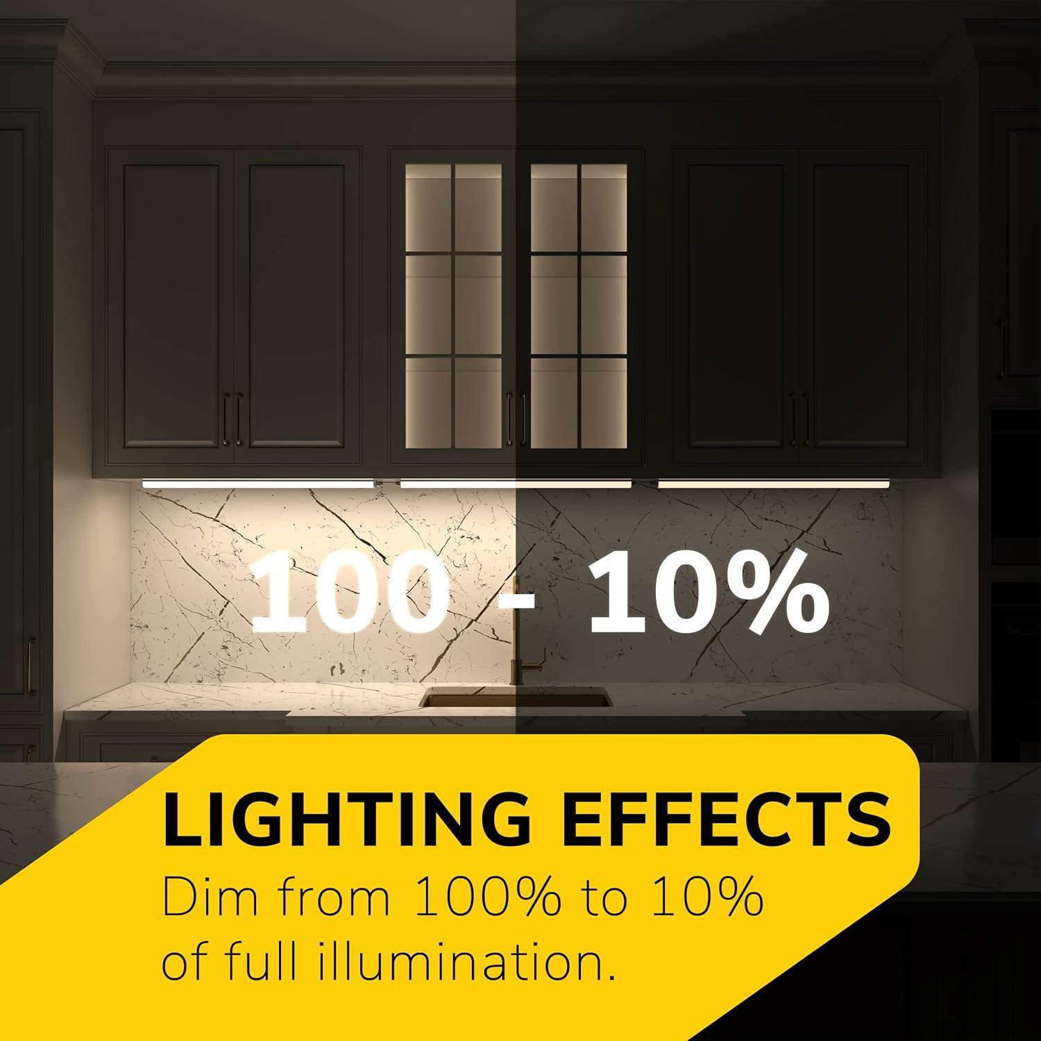 Inlight 5000K Dimmable Under Cabinet LED Lights, selectable inches, Hardwired Only