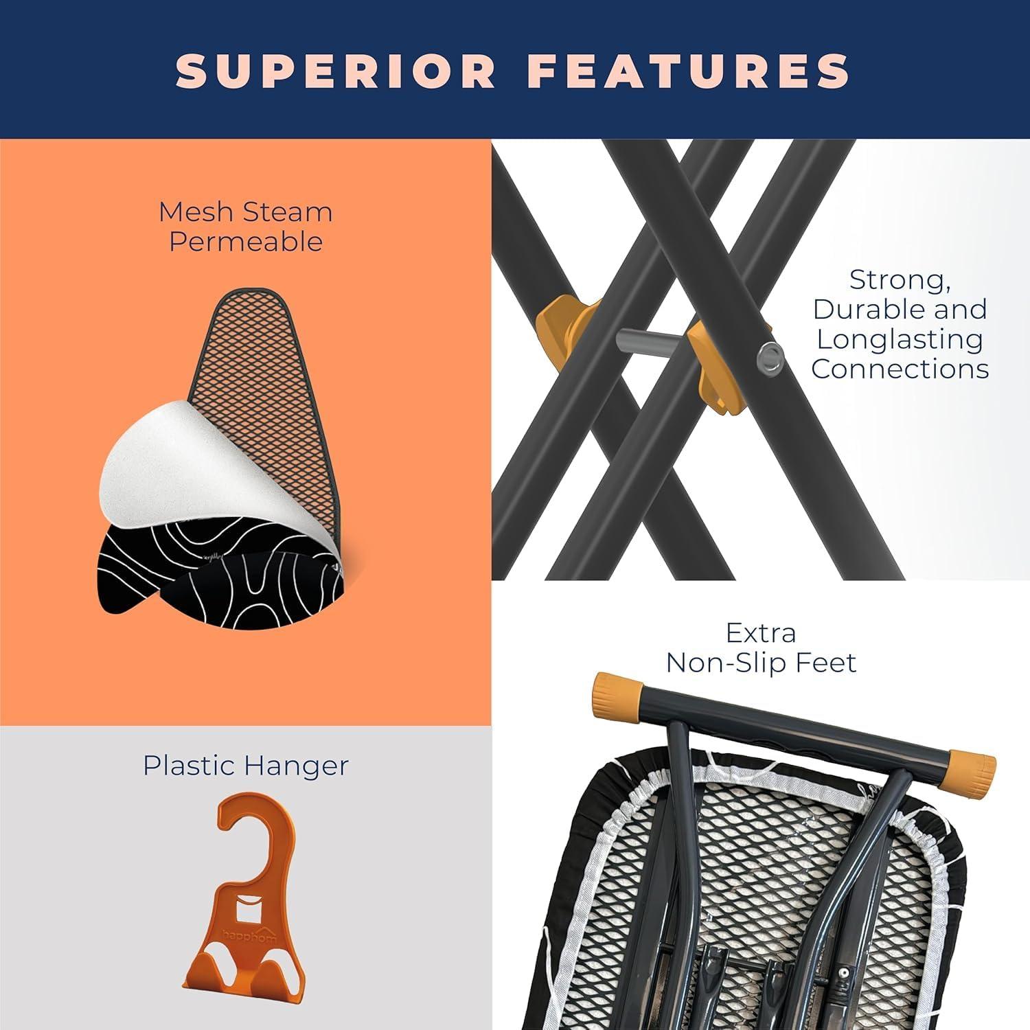 happhom 12 x 30 Tabletop Ironing Board Cover with Elasticized Edges, Fits Small, Table Top and Mini Boards