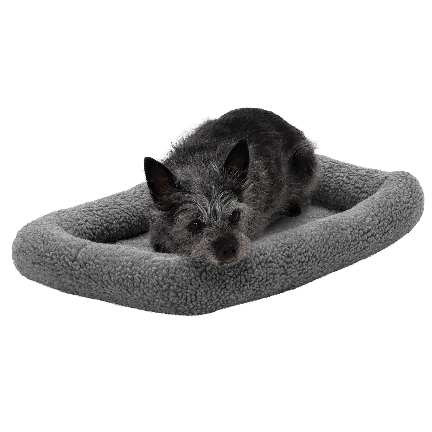 Faux Lambswool Crate Bolster Pet Bed
