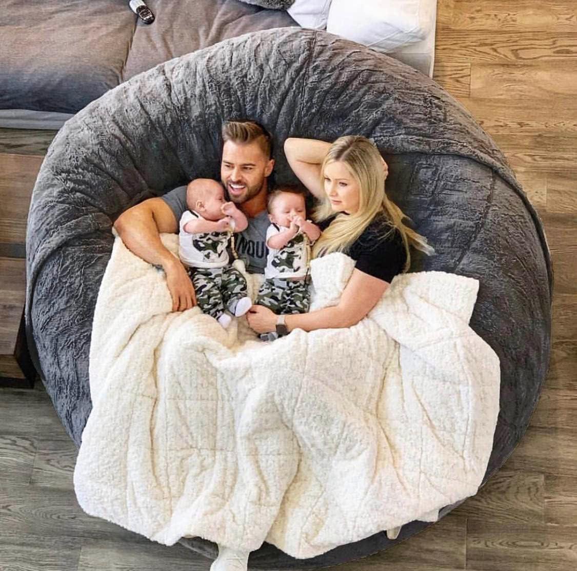 Giant Sherpa Bean Bag Chair Cover, Ultra Soft Bean Bag Bed (No Filler, Cover only), Large Round Soft Fluffy for Adults, Machine Washable Big Size Bean Bag Covers