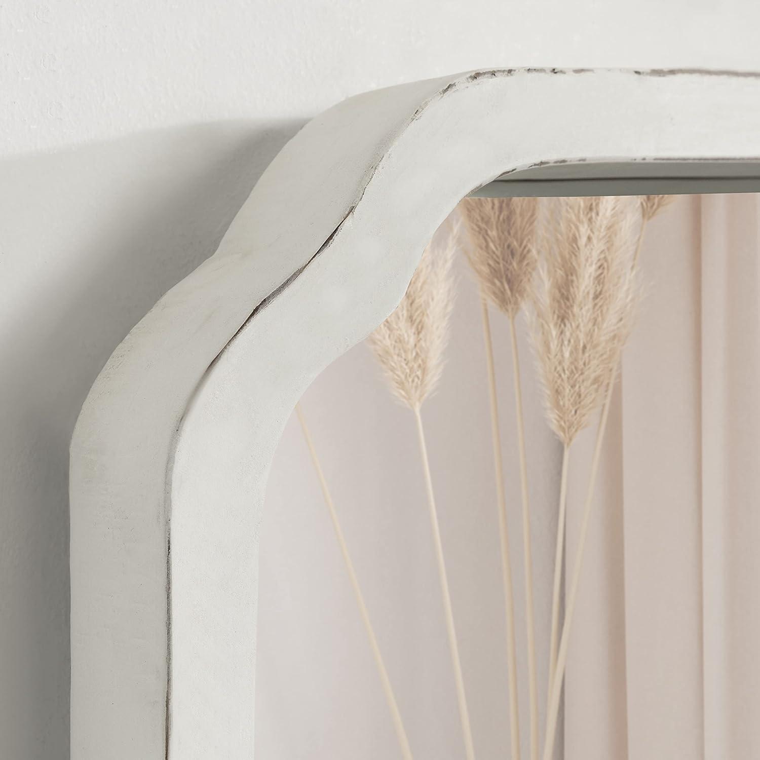 Kate & Laurel All Things Decor 18"x24" Marston Farmhouse Rectangle Wall Mirror White: No Assembly, Wood Frame, Wall Mount