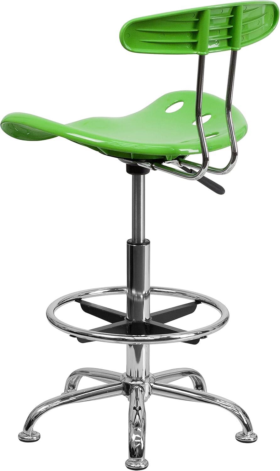 Flash Furniture Monroe Vibrant Chrome Drafting Stool with Tractor Seat