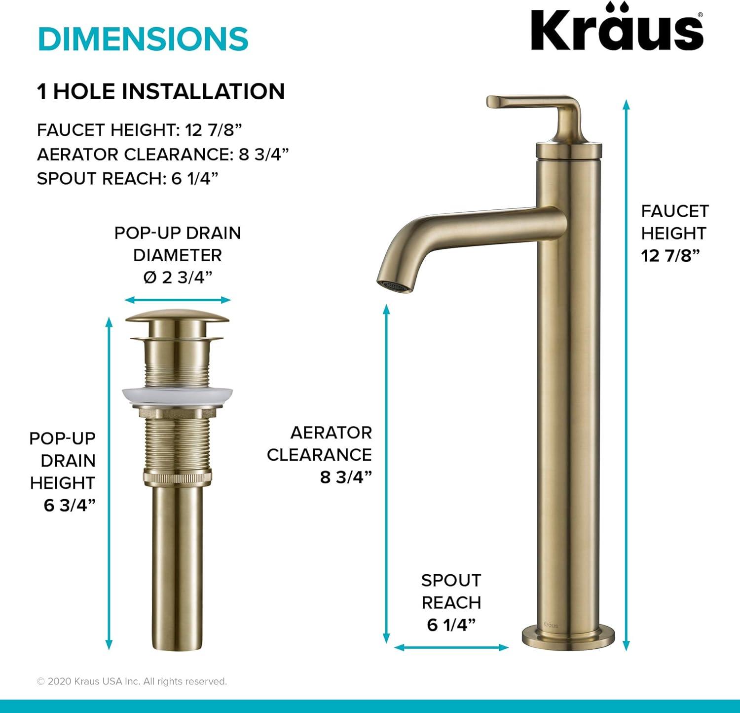 Ramus Vessel Chrome Single Handle Bathroom Faucet with Pop-Up Drain