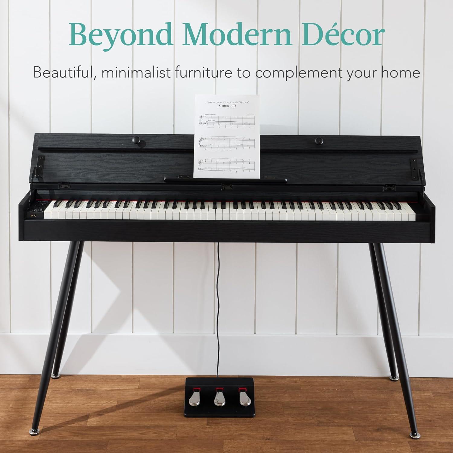 Best Choice Products Best Choice Product Modern 88 Key Fully Weighted Desk Style Digital Piano w/ Metal Legs, 3 Sustain Pedal - Natural