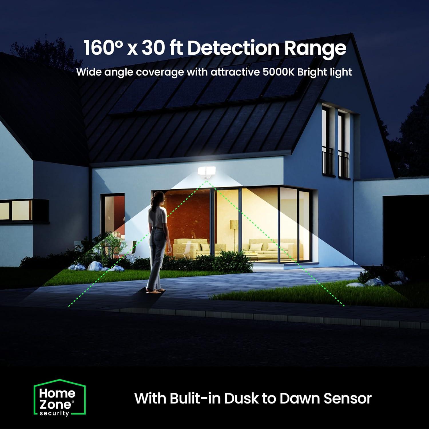 Home Zone Security 2 - Head LED Battery Powered Outdoor Security Flood Light with Motion Sensor