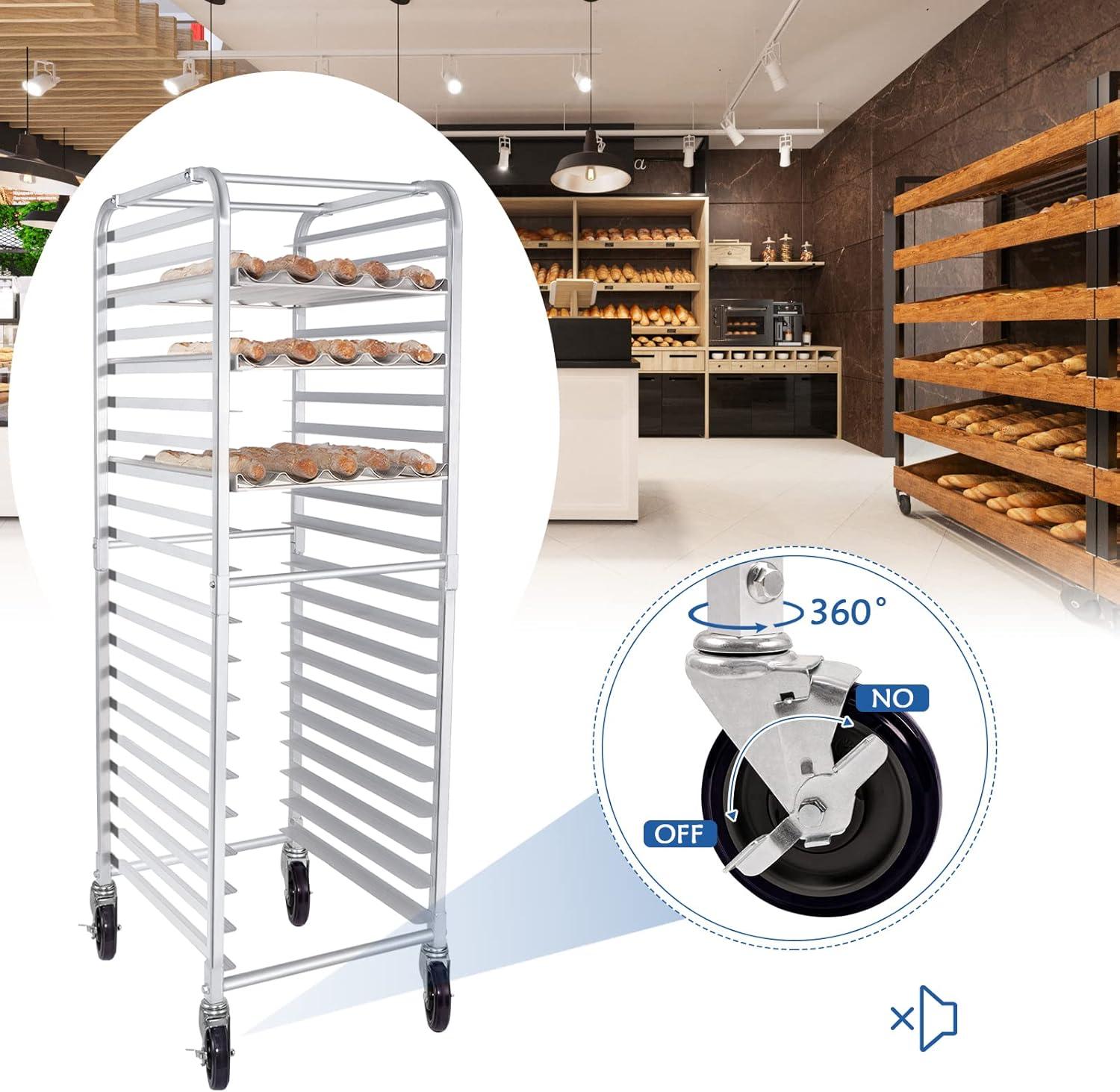 HARDURA Restaurant Equipment 20 Tier Aluminum Sheet Pan Rack with Casters, NSF Home Commercial Kitchen, 20"L×26"W×69"H