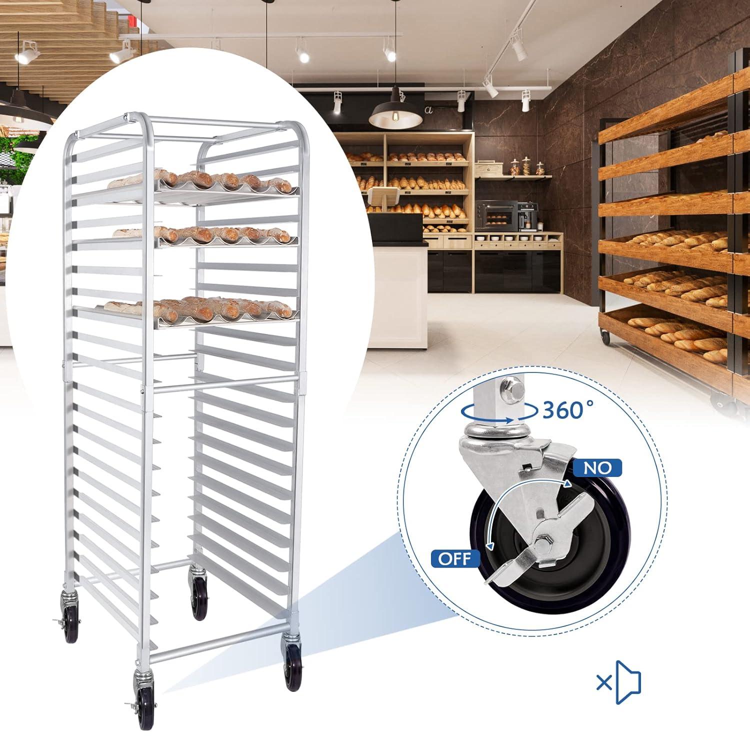 HARDURA Restaurant Equipment 20 Tier Aluminum Sheet Pan Rack with Casters, NSF Home Commercial Kitchen, 20"L×26"W×69"H