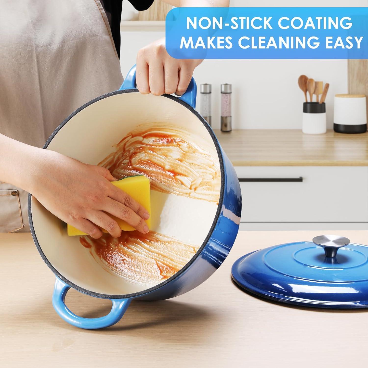 SPECIALTY FLOORING INC Dutch Oven,Enameled Cast Iron Dutch Oven Cooking Pot With Lid & Dual Handles, For Bread Baking Braising Stewing, Heavy Duty & Non Stick, Oven & All Stovetops Safe