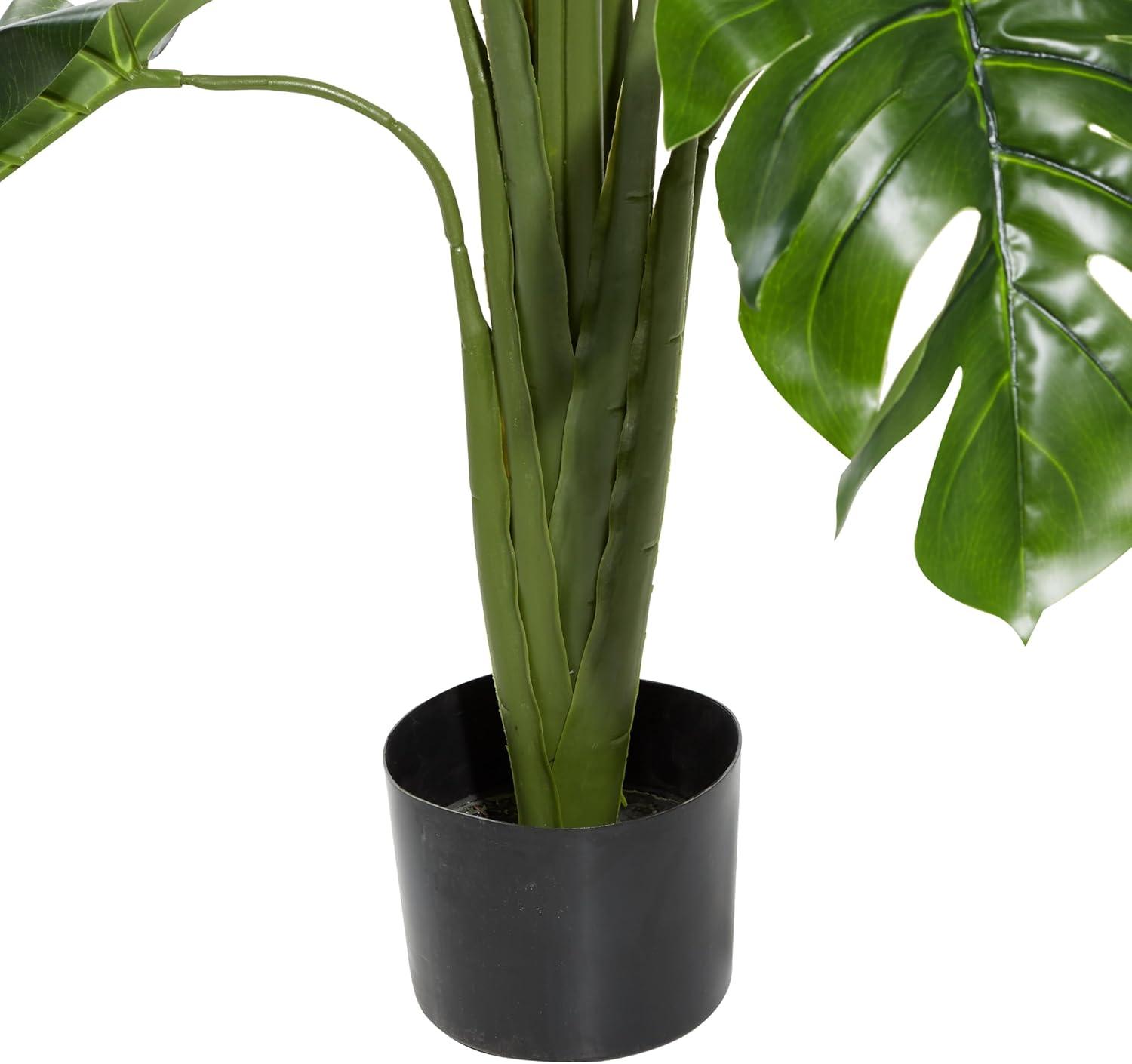 DecMode 73" Artificial Ficus Tree in Realistic Leaves and Black Plastic Pot