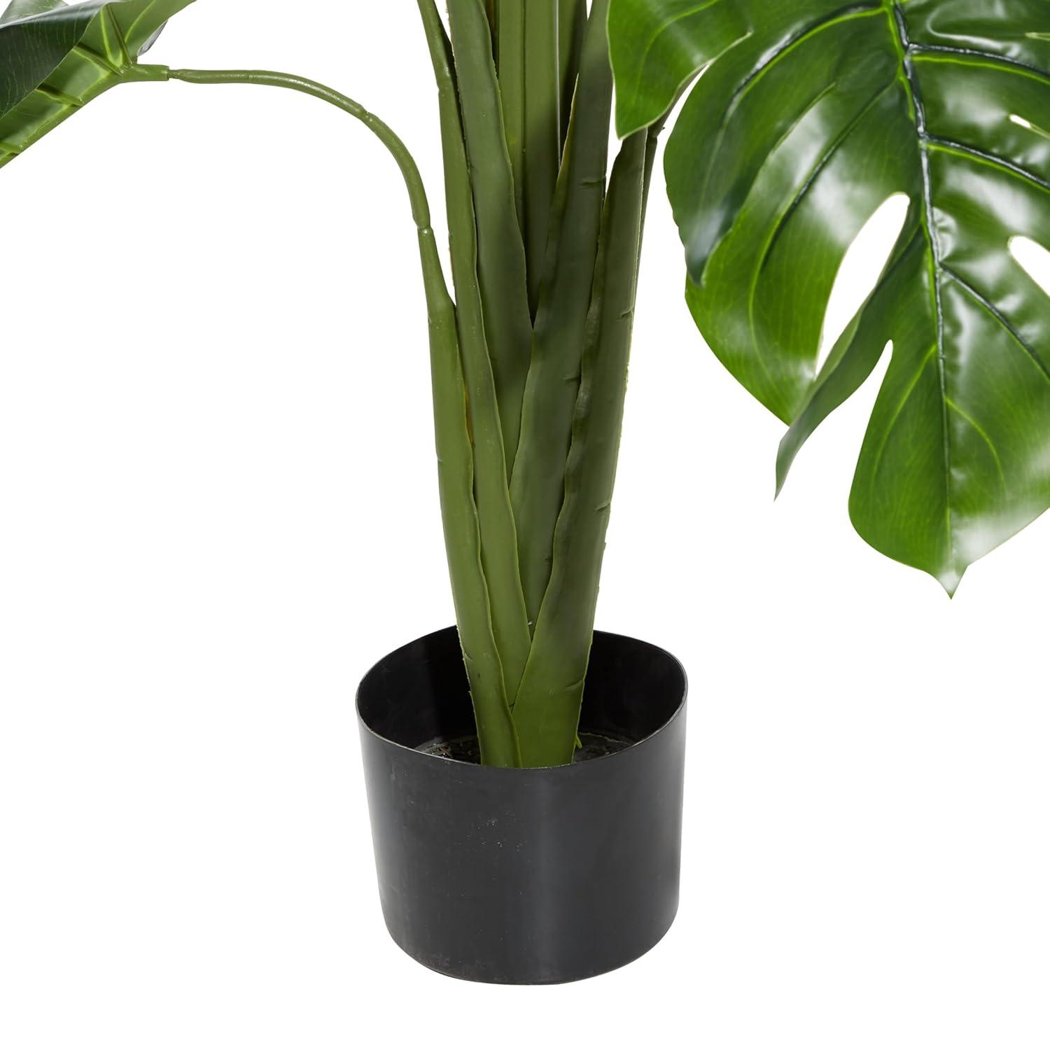 DecMode 73" Tall Artificial Ficus Tree in Realistic Leaves and Black Plastic Pot