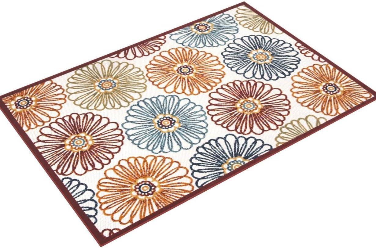 Cabana CBN801 Power Loomed Indoor/Outdoor Area Rug - Creme/Red - 5'3"x7'6" - Safavieh