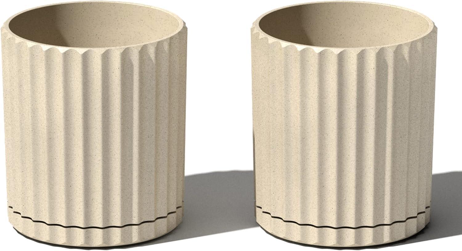 Veradek Mason Series Demi 6" Plastic-Stone Planter 2-Pack Sand