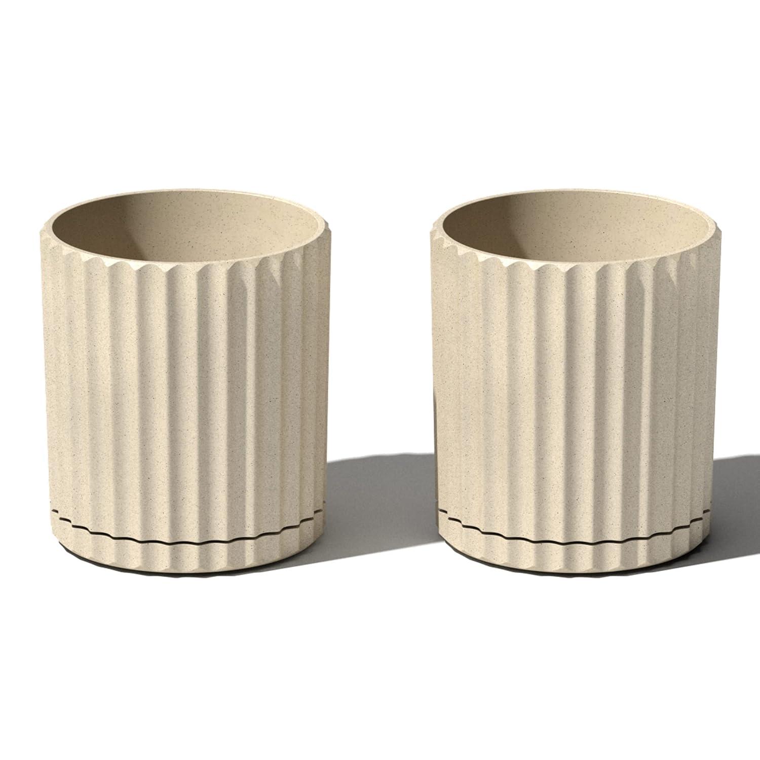 Veradek Mason Series Demi 6" Plastic-Stone Planter 2-Pack Sand