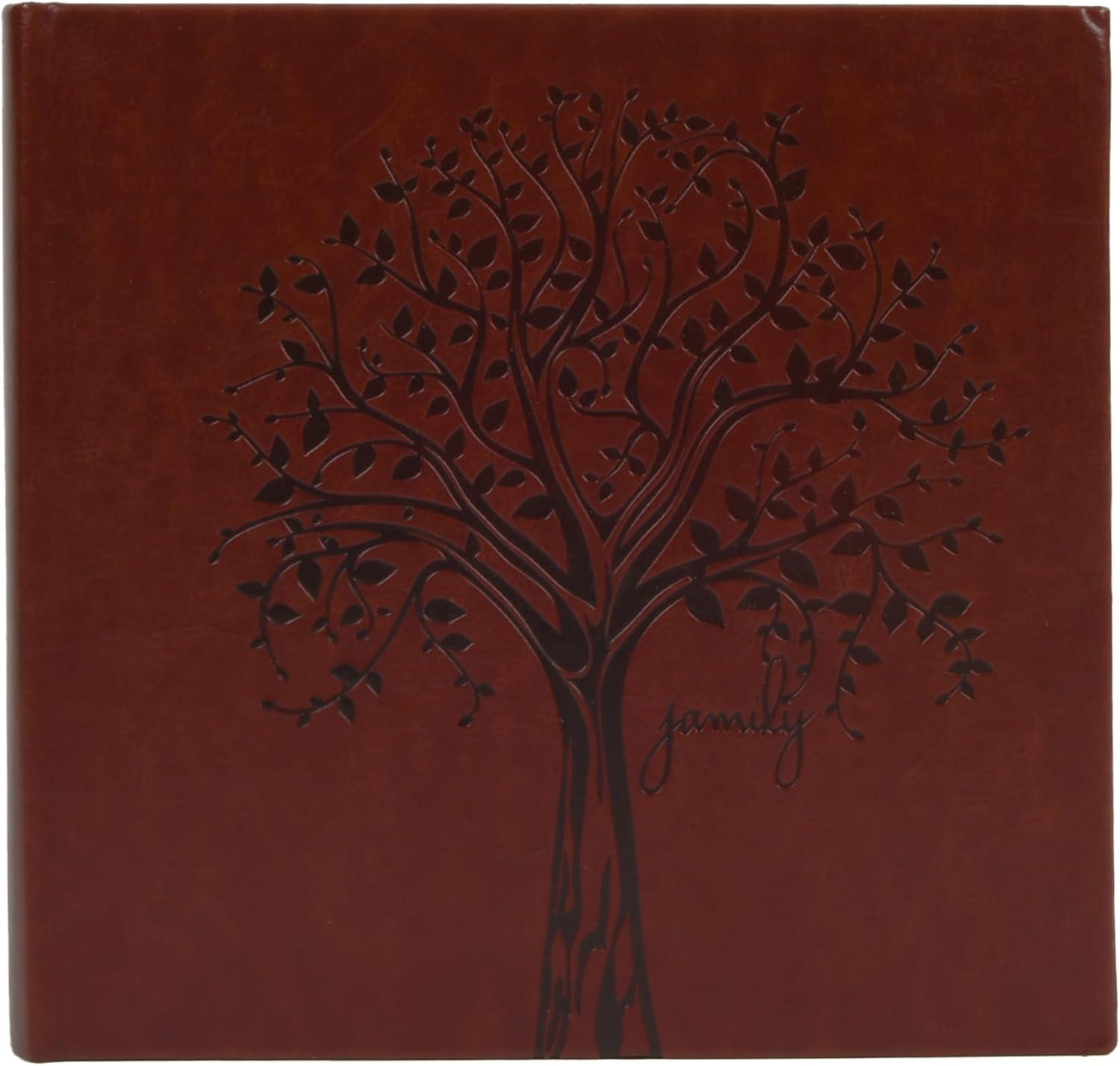 Faux Leather Family Tree Embossed Photo Album, Holds 120 Photos, 4"x6" or 60 5"x7" Photos