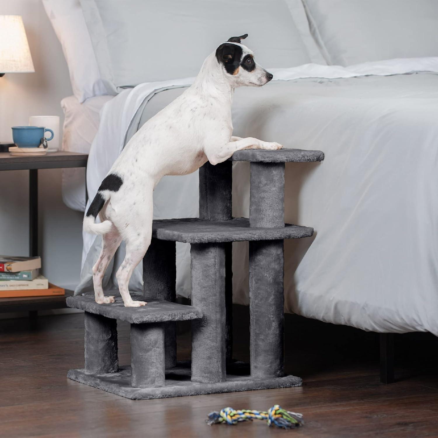 Multi-Step Pet Stairs For High Beds And Sofas,Gray, 3-Step