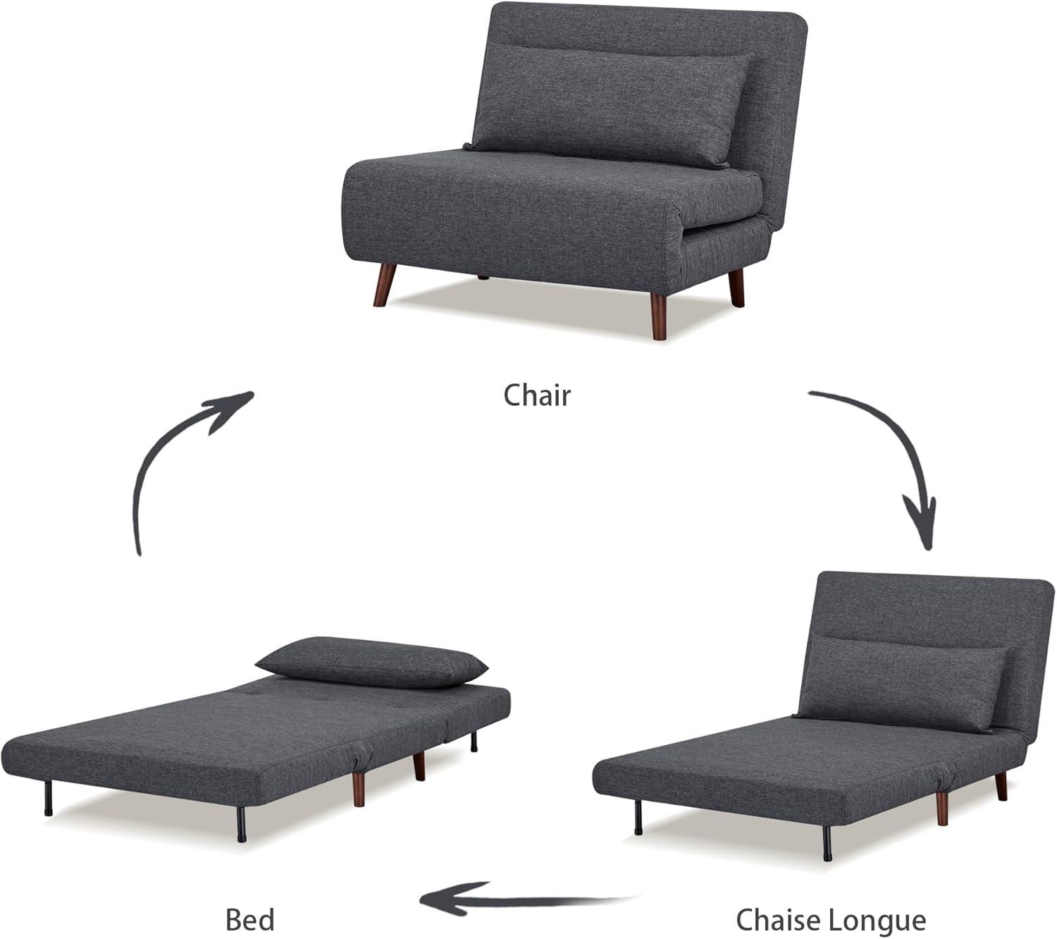 A&D Home Tustin Polyester Convertible Futon Chair, Charcoal