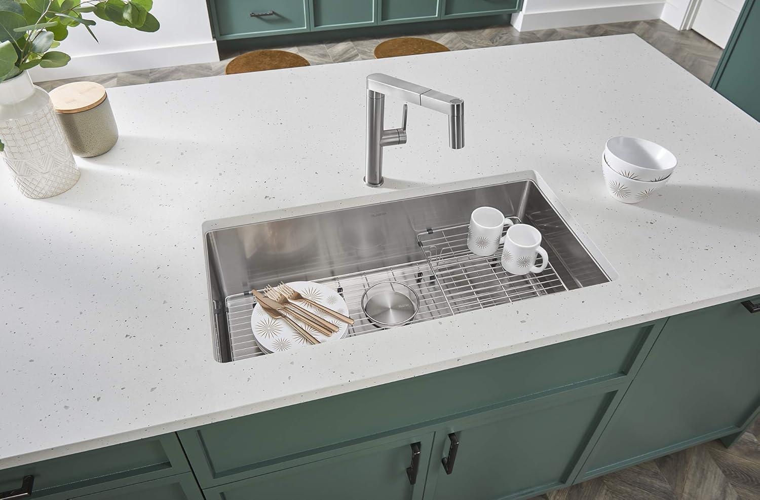 Stainless Steel Elevated Sink Grid for Quatrus Ergon, Cerana 33" and Cuvee 32" Super Single Sinks