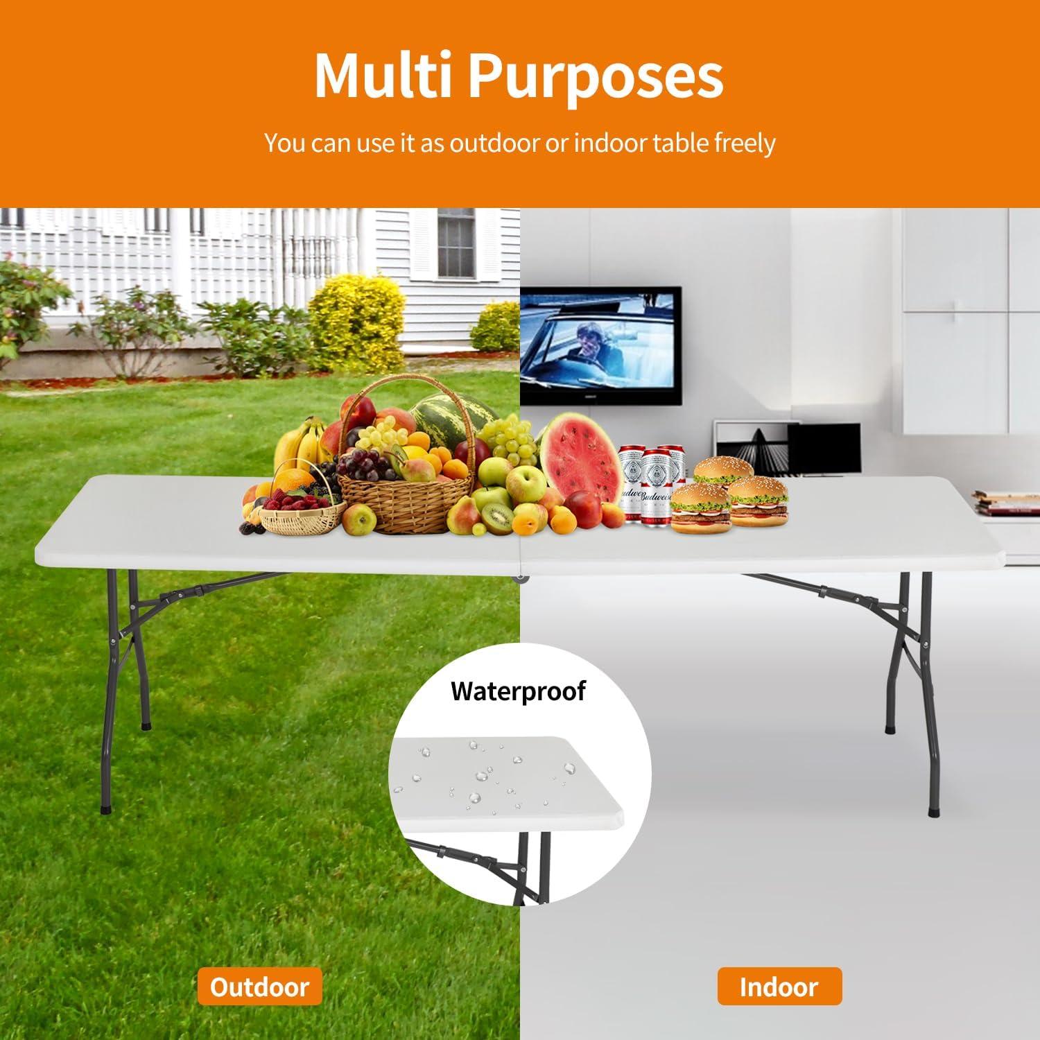 NiamVelo 96 inches Work Lightweight Utility Table, White