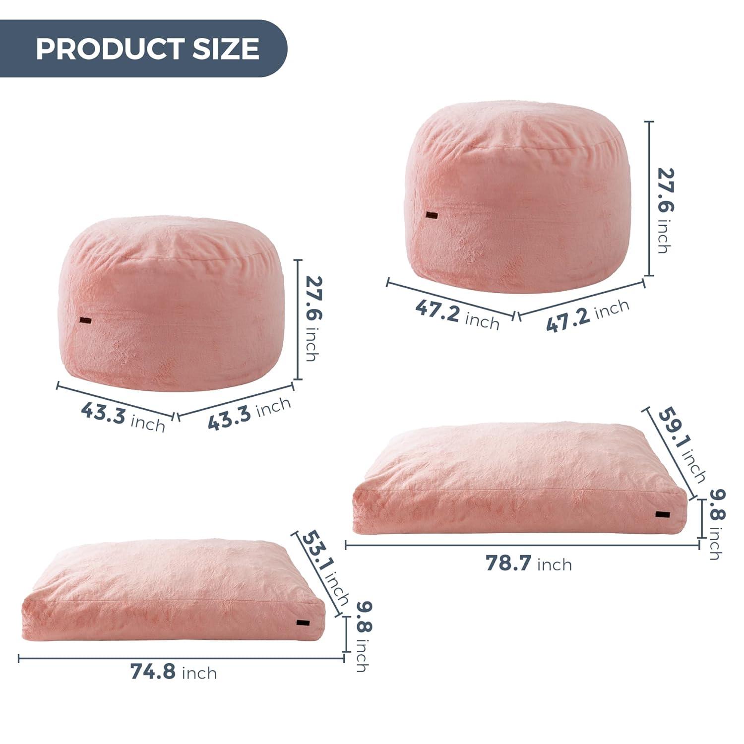 MAXYOYO Giant Bean Bag Chair Bed for Adults, Convertible Beanbag Folds from Lazy Chair to Floor Mattress Bed, Large Floor Sofa Couch, Big Sofa Bed, High-Density Foam Filling, Machine Washable